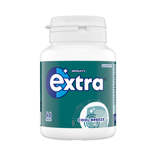 extra cool breeze sugarfree chewing gum bottle 46 pieces