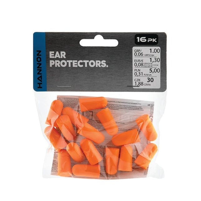 hannon ear protectors orange pack of 16