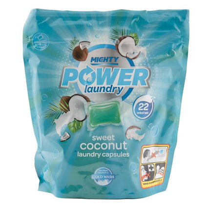 mighty power laundry capsules sweet coconut pack of 22