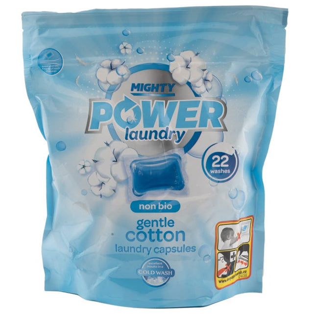 mighty power laundry capsules non bio gentle cotton pack of 22