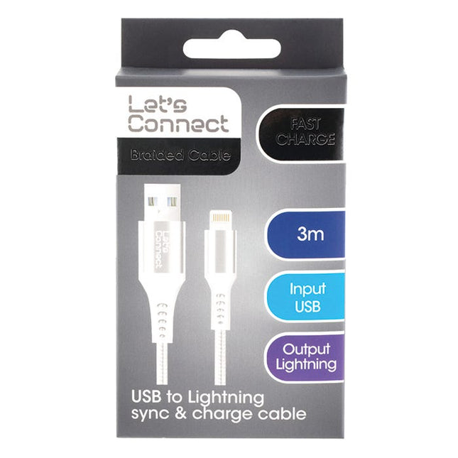 lets connect syncing charging cable usb to lightning 3m