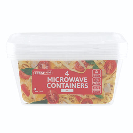 rectangular microwave containers 1l pack of 4
