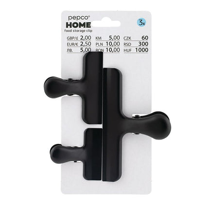 food storage clips black assorted sizes pack of 3