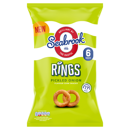 seabrook rings pickled onion flavour corn snacks 16g pack of 6