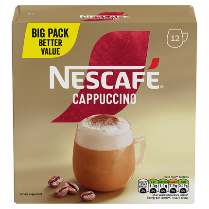 nescafe cappuccino instant coffee sachets 15 5g pack of 12