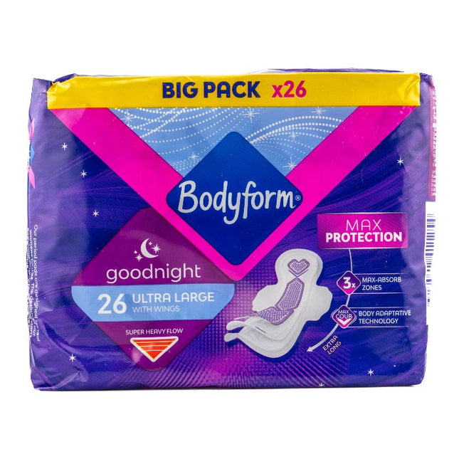 bodyform ultra large night pads with wings pack of 26
