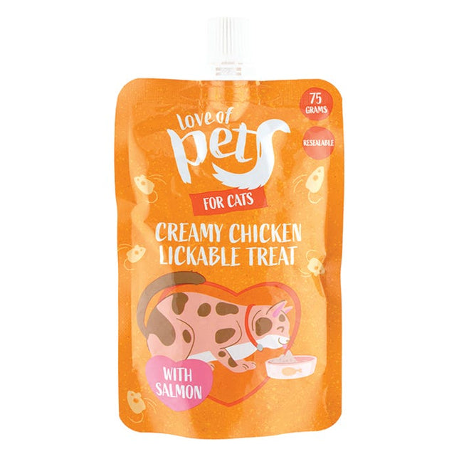 creamy chicken salmon lickable cat treat 75g