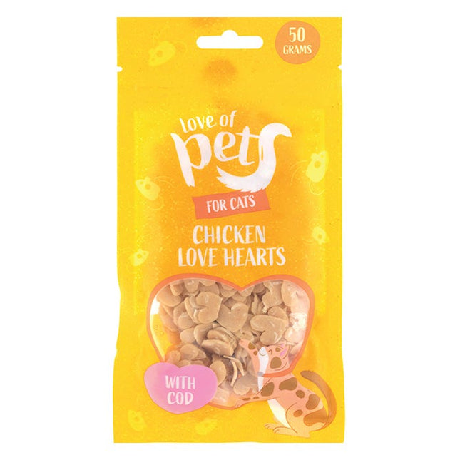 chicken cod love heart cat treats 50g