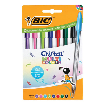 bic cristal multi colour pens pack of 8