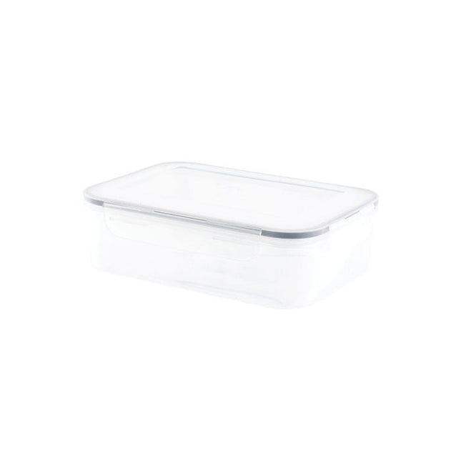 rectangle clip plastic container clear with dark grey 2 4l