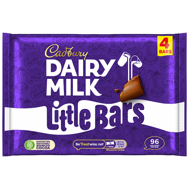 cadbury dairy milk little bars multipack 72g pack of 4