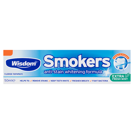 wisdom smokers fluoride toothpaste extra fresh mint 50ml