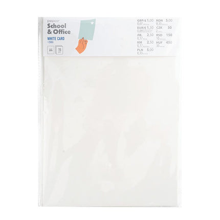 school office a4 white card pack of 15
