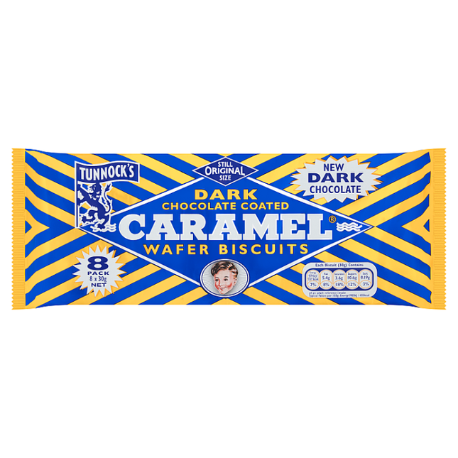 tunnock s dark chocolate coated caramel wafer biscuits pack of 8