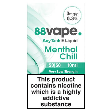 88Vape AnyTank E Liquid 3mg Menthol Chill 10ml