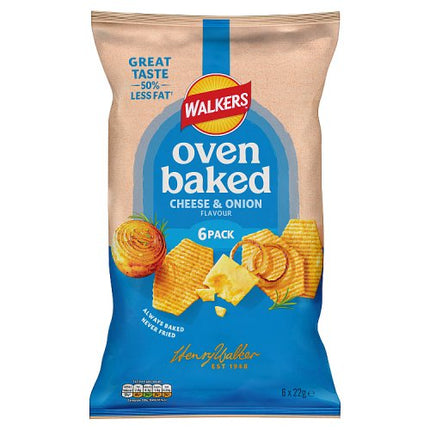 Walkers Baked Cheese & Onion Multipack Snacks Crisps 6 x 22g