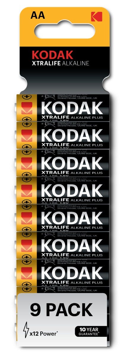 kodak xtralife alkaline aa pack of 9