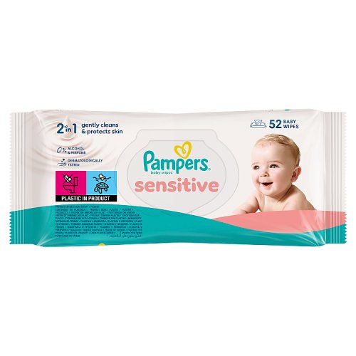 Pampers Sensitive Baby Wipes, 1 Pack of 52 Wipes = 52 Baby Wet Wipes