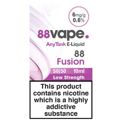 88Vape Any Tank E Liquid 88 Fusion 6mg/g 0.6% 10ml