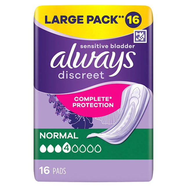 always discreet incontinence pads normal x 16