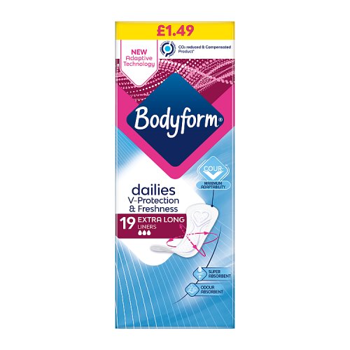 Bodyform Dailies Cour V Extra Long Panty Liners 19 pack