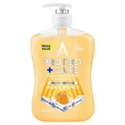 Astonish Protect + Care Anti Bacterial Handwash Milk & Honey 600ml