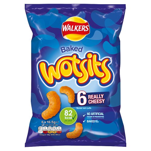 Wotsits Really Cheesy Snacks Multipack Cheese Crisps 6x16.5g