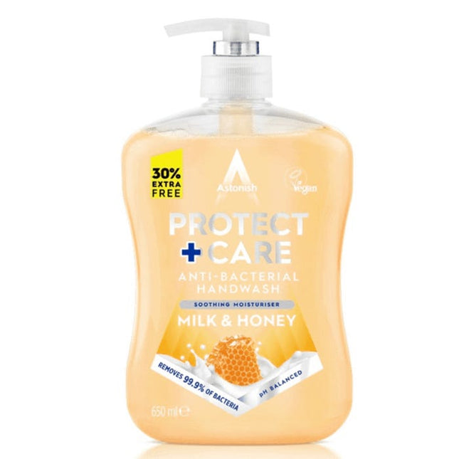astonish anti bacterial handwash milk and honey 650ml