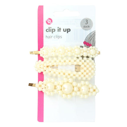 pearl hair clips pack of 3