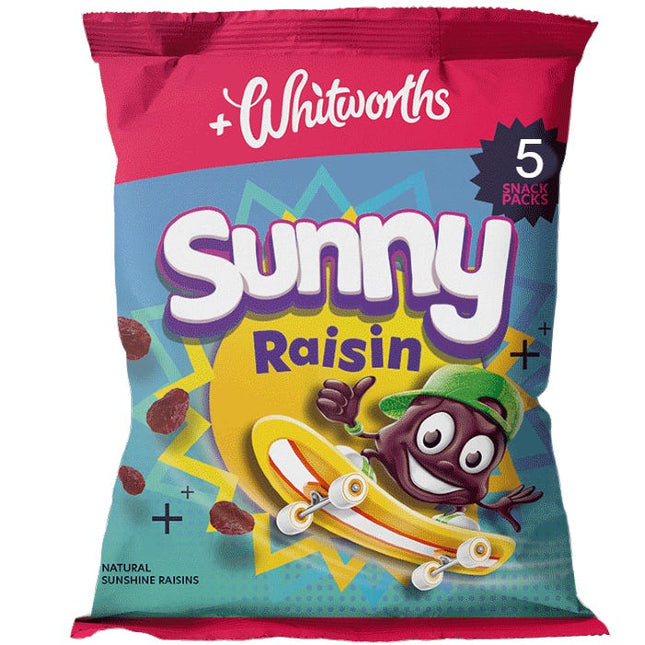 whitworths sunny fruits assorted raisin snack packs 28g pack of 5