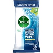Dettol Antibacterial Power & Pure Bathroom Wipes, 30 Wipes