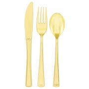 Party Metallic Gold Plastic Cutlery Set (Pack of 18)