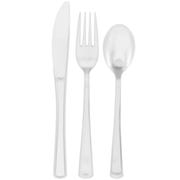 Party Metallic Silver Plastic Cutlery Set (Pack of 18)