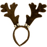 Christmas Brown Reindeer Antlers Headband With Bells