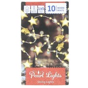 Christmas Led Pearl Warm White Lights (Pack of 10) - Gold Stars