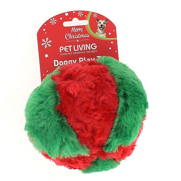 Christmas Plush Dog Toy with Squeak Assorted
