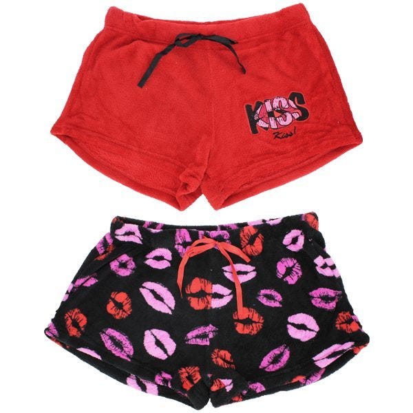 Fluffy Bed Shorts Red Lips Small 2 Pack