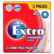 Extra Strawberry Flavour Sugarfree Chewing Gum Multipack 3 x 9 Pieces