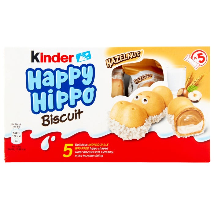 Kinder Happy Hippo Milk Hazelnut Biscuits 20.7g Pack of 5